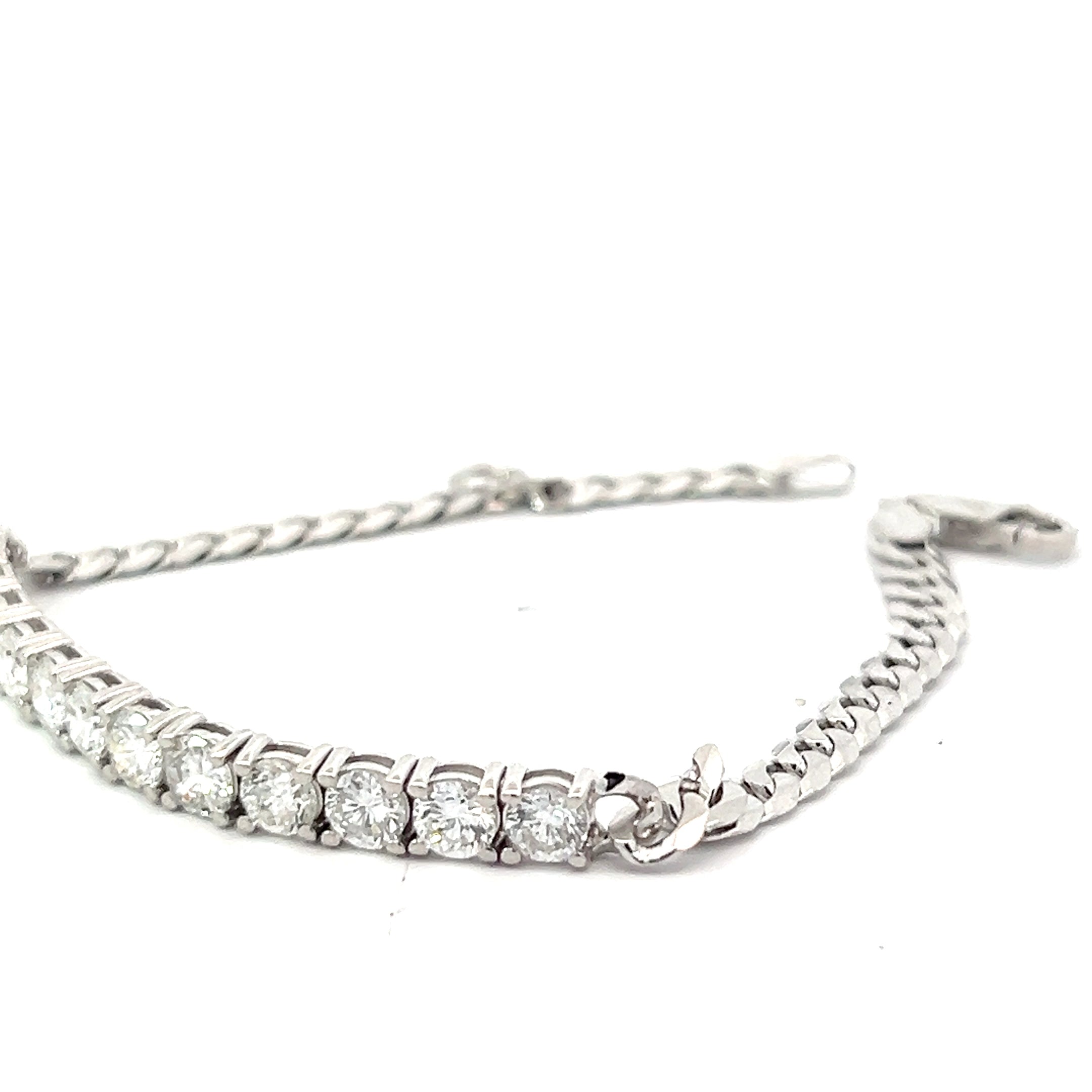 14k White Gold 3.56ct F VS2 (12) Round Diamond 1/2 Tennis Bracelet