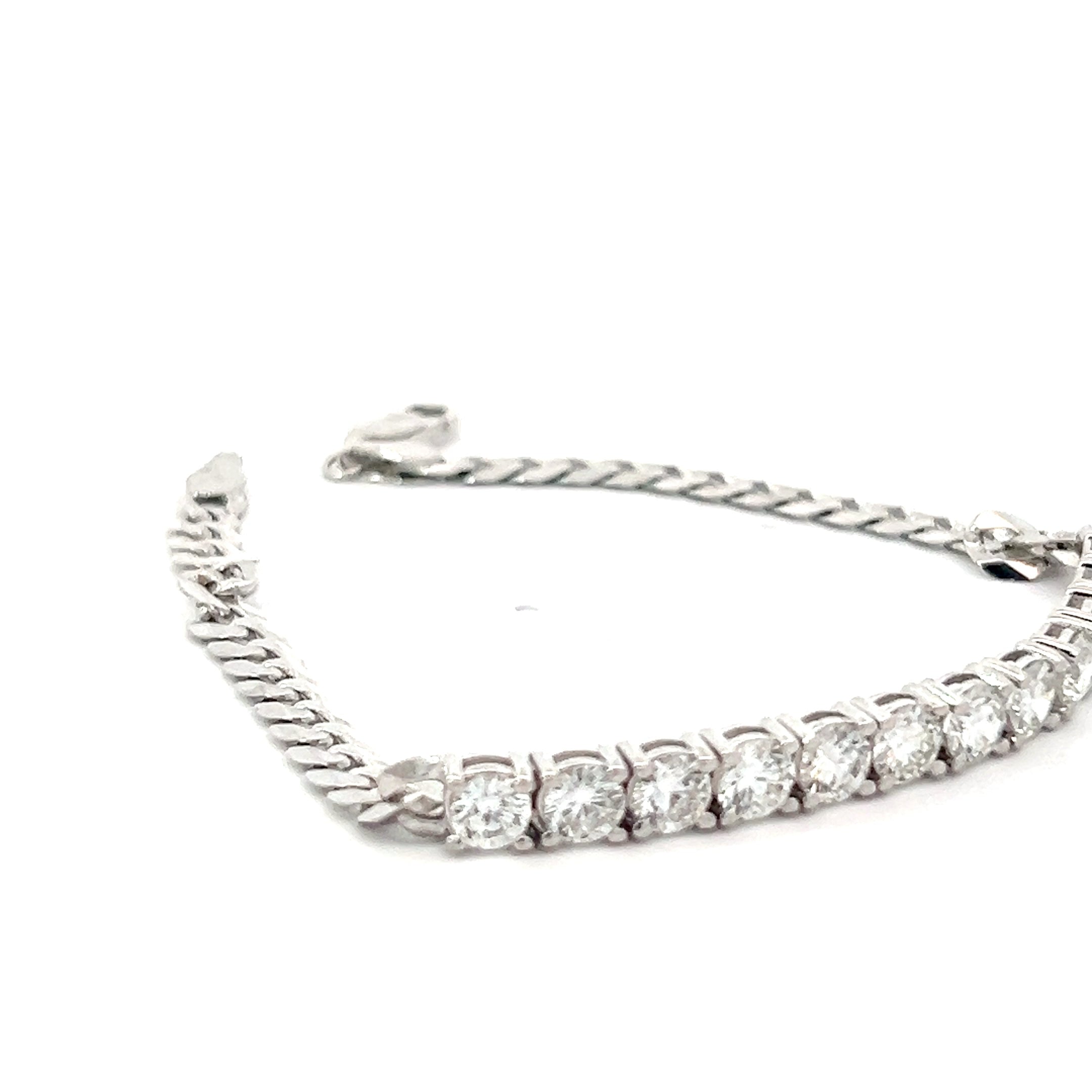 14k White Gold 3.56ct F VS2 (12) Round Diamond 1/2 Tennis Bracelet