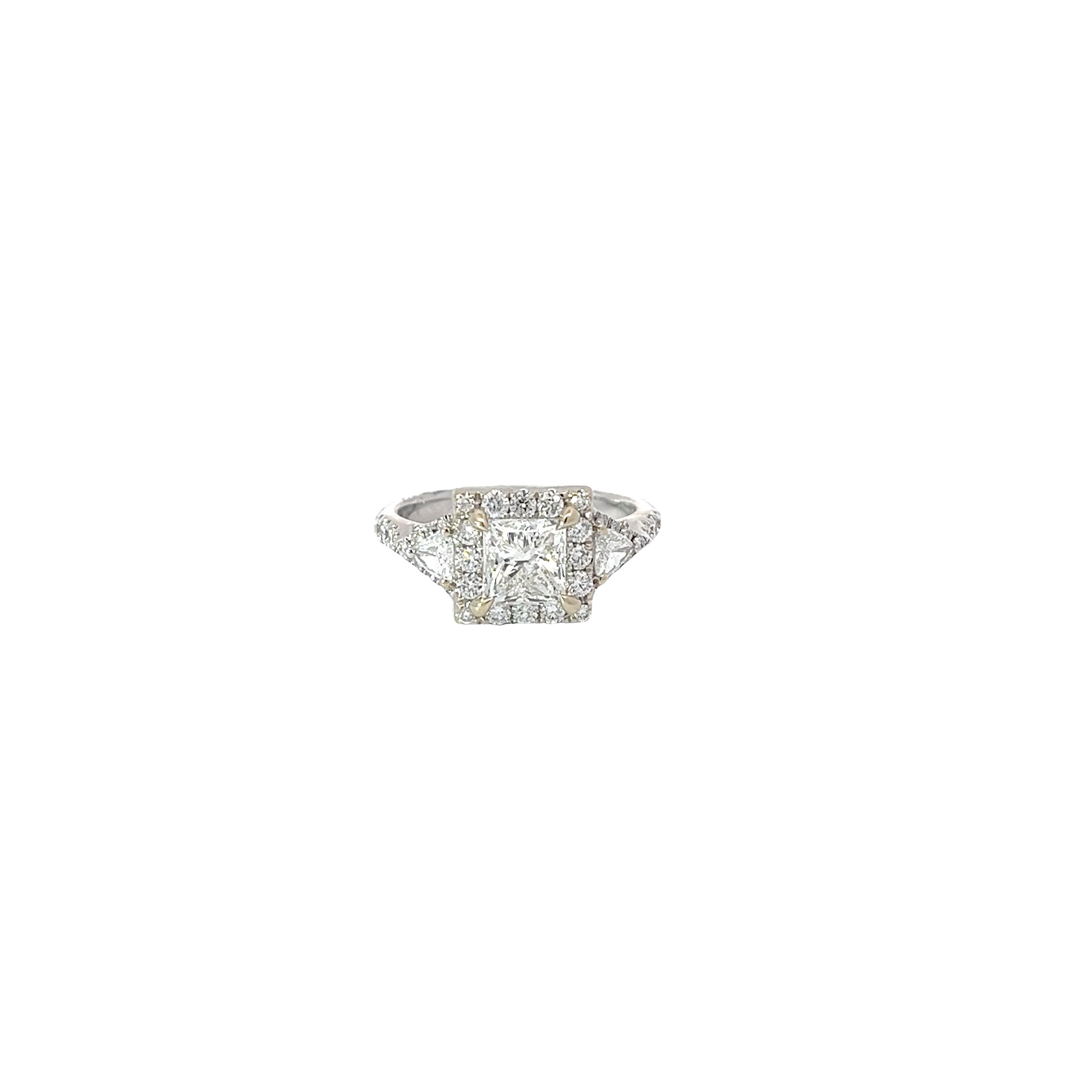 18k white gold 1.20CT H VS2 Princess Cut , .40ct G VS2 Trillion and .40ct G VS2 Round Diamond Engagement ring Certified by GIA #2406758649