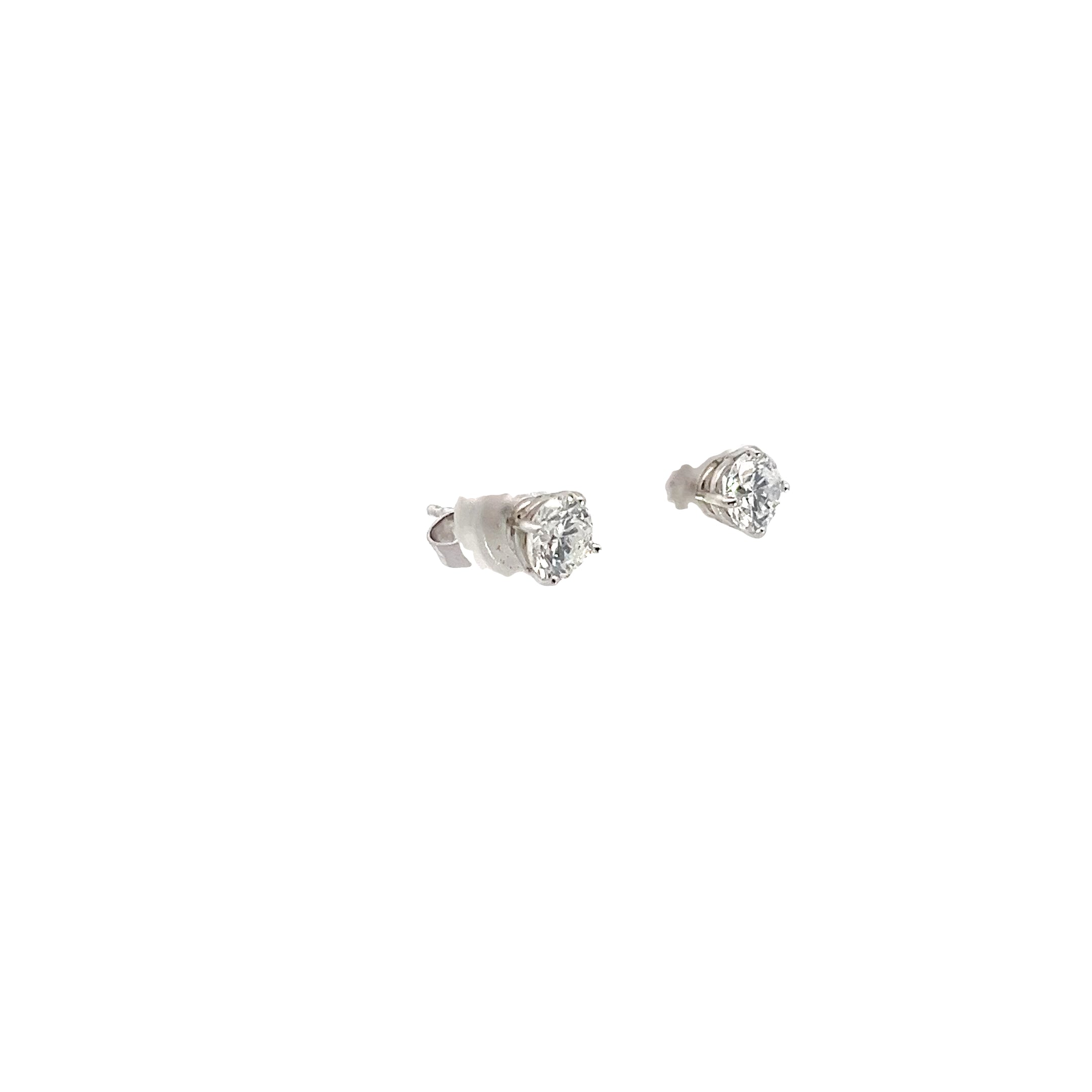 14K WHITE GOLD  1CT G SI1 ROUND DIAMOND STUD EARRINGS