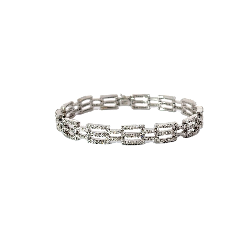 14K WHITE GOLD 3.83CT G VS2 Round  Diamond Bracelet 21.2GRAM