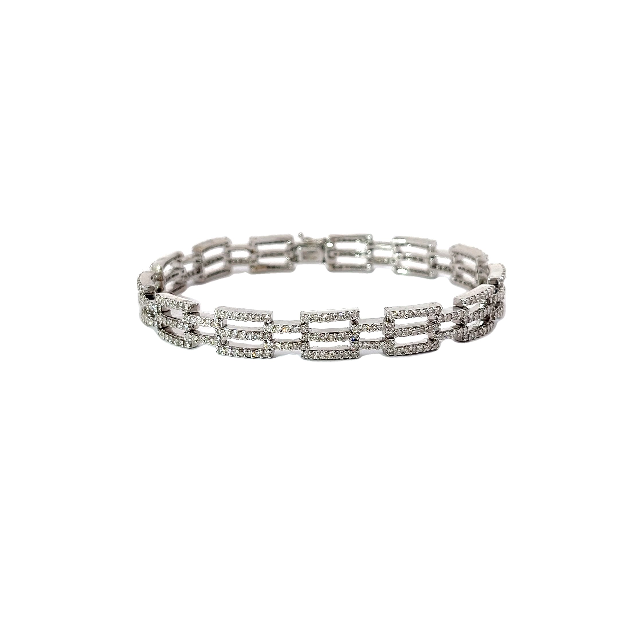 14K WHITE GOLD 3.83CT G VS2 Round  Diamond Bracelet 21.2GRAM