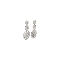 14K White Gold 3.50ct G SI 1 Diamond Cluster Drop Earrings