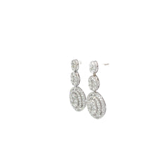 14K White Gold 3.50ct G SI 1 Diamond Cluster Drop Earrings