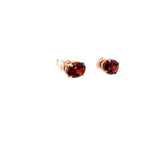 Ladies 14k Rose Gold Garnet Stud Earrings