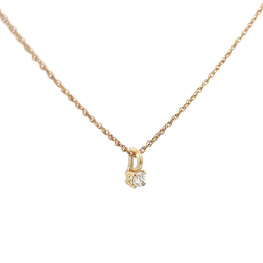 14k Yellow Gold .15ct F VS2 Round Diamond Solitaire Pendant