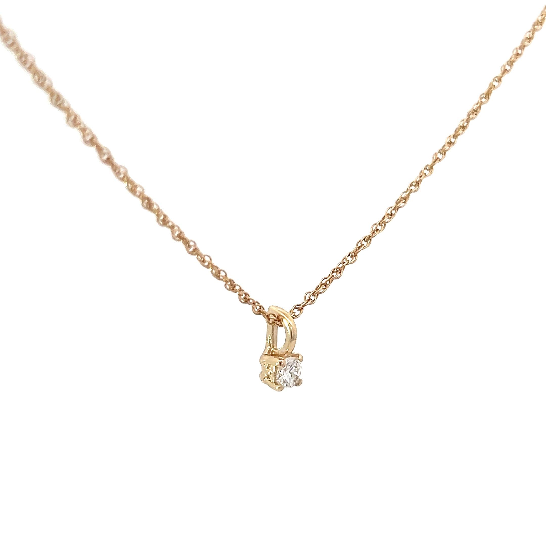 14k Yellow Gold .15ct F VS2 Round Diamond Solitaire Pendant