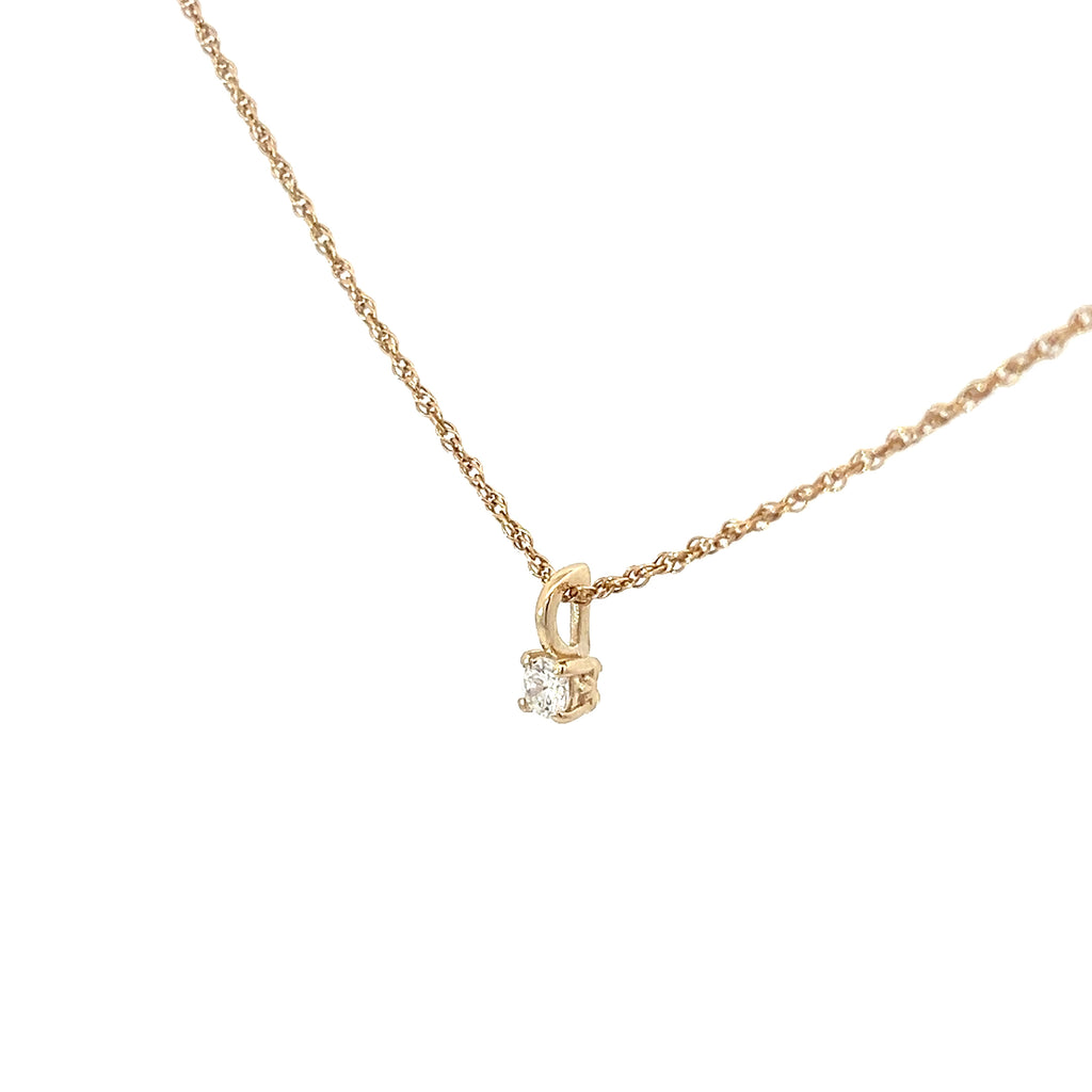 14k Yellow Gold .15ct F VS2 Round Diamond Solitaire Pendant