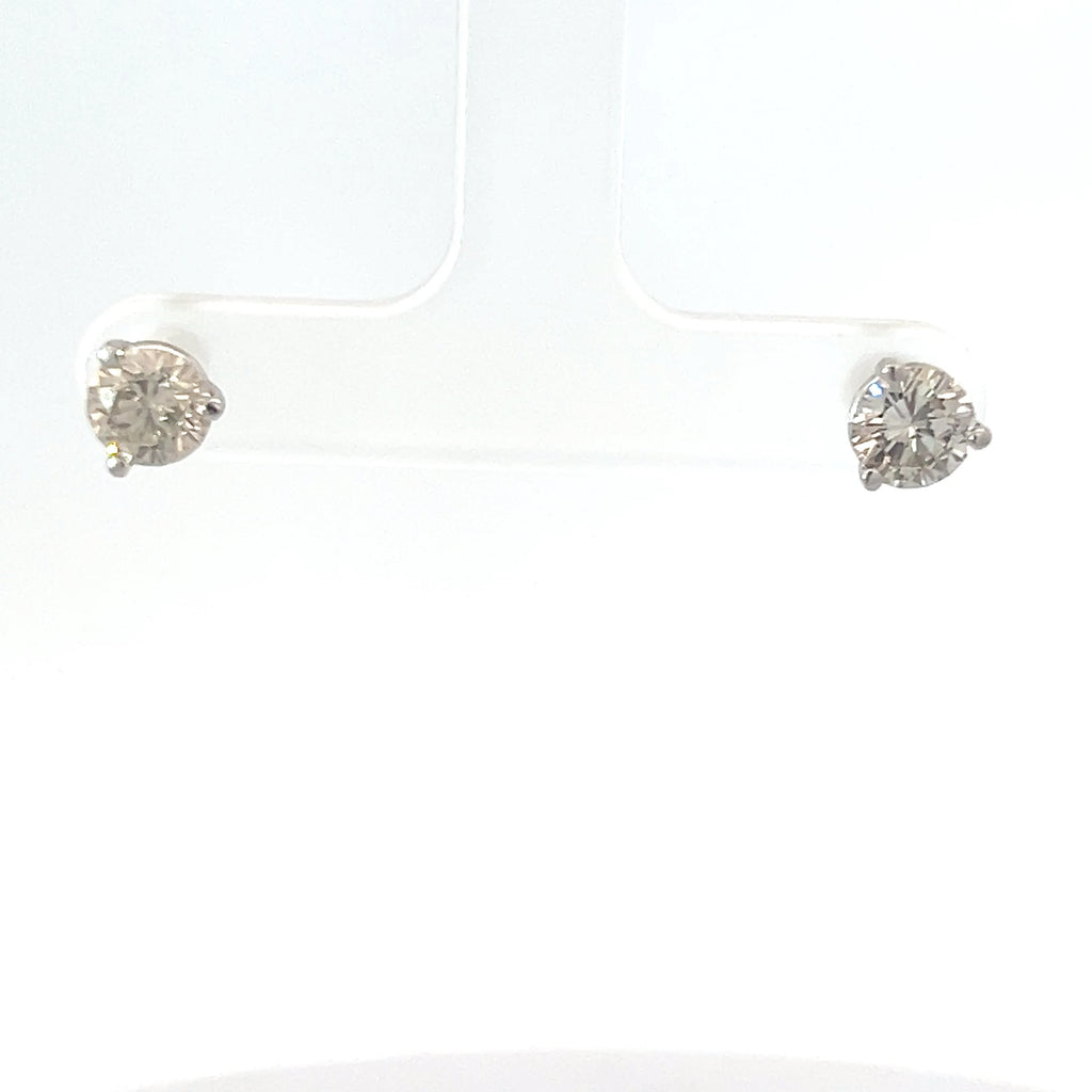 14k White Gold 1.50ct Round Top Light Brown VS2 Stud Earrings