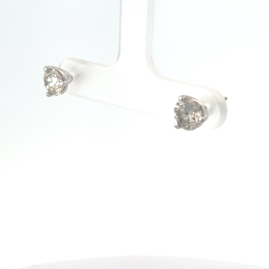 14k White Gold 1.50ct Round Top Light Brown VS2 Stud Earrings