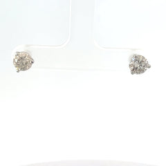 14k White Gold 1.50ct Round Top Light Brown VS2 Stud Earrings