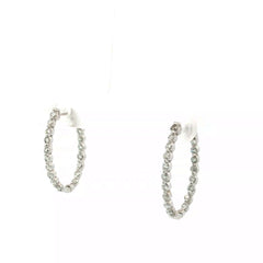 14k White Gold 1.00ct G VS2 Round Diamond Oval Inside/Outside Hoop Earrings