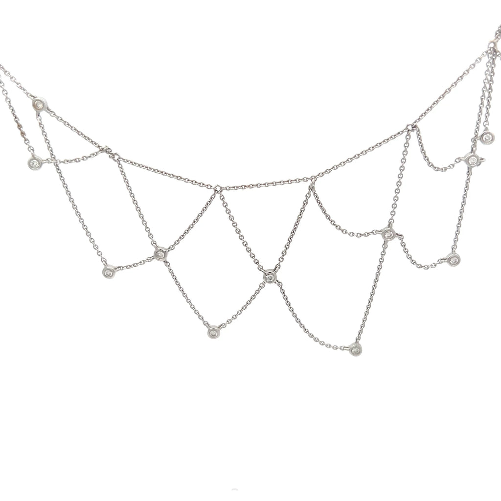 14k White Gold .75ct G SI1 Round Diamond Choker Necklace