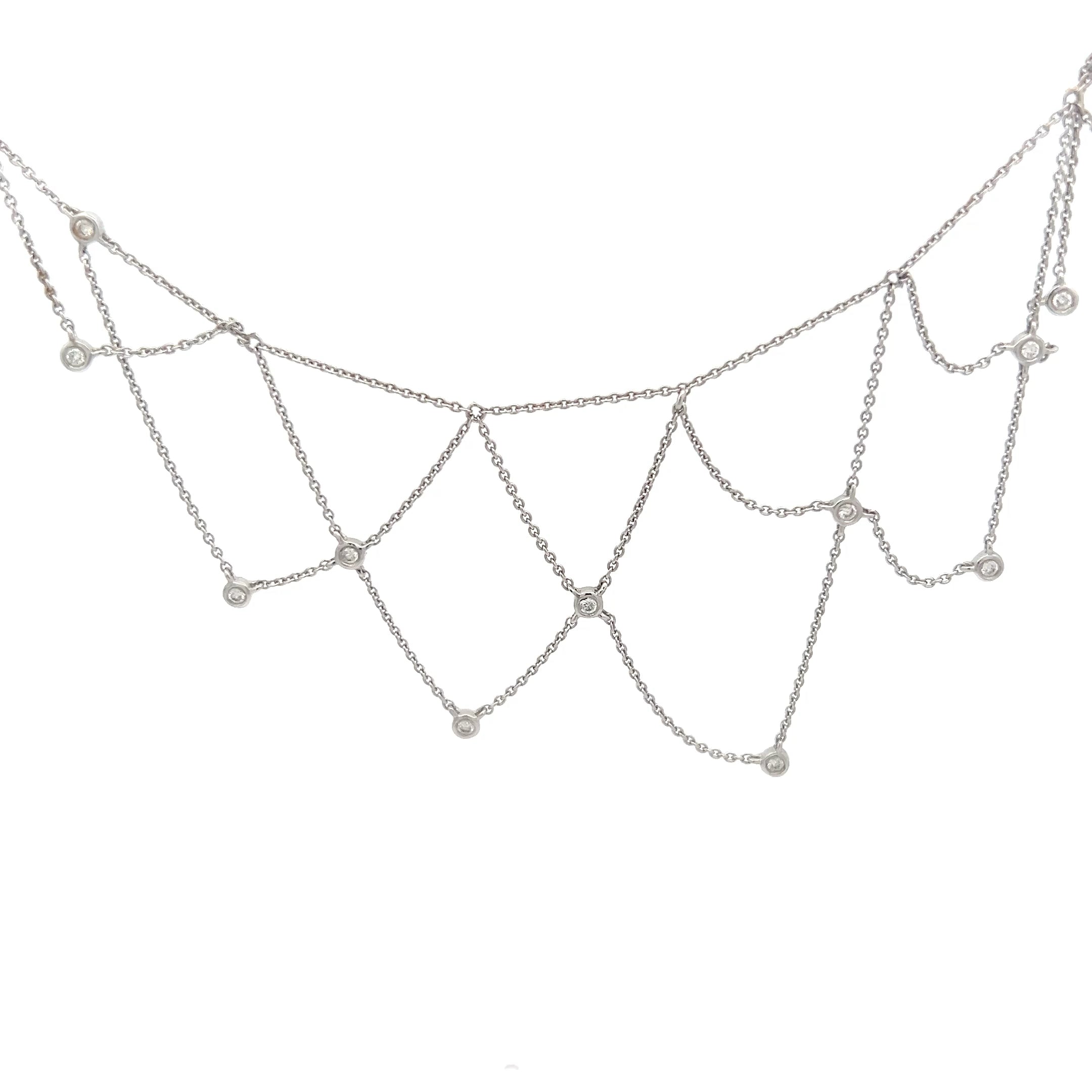 14k White Gold .75ct G SI1 Round Diamond Choker Necklace
