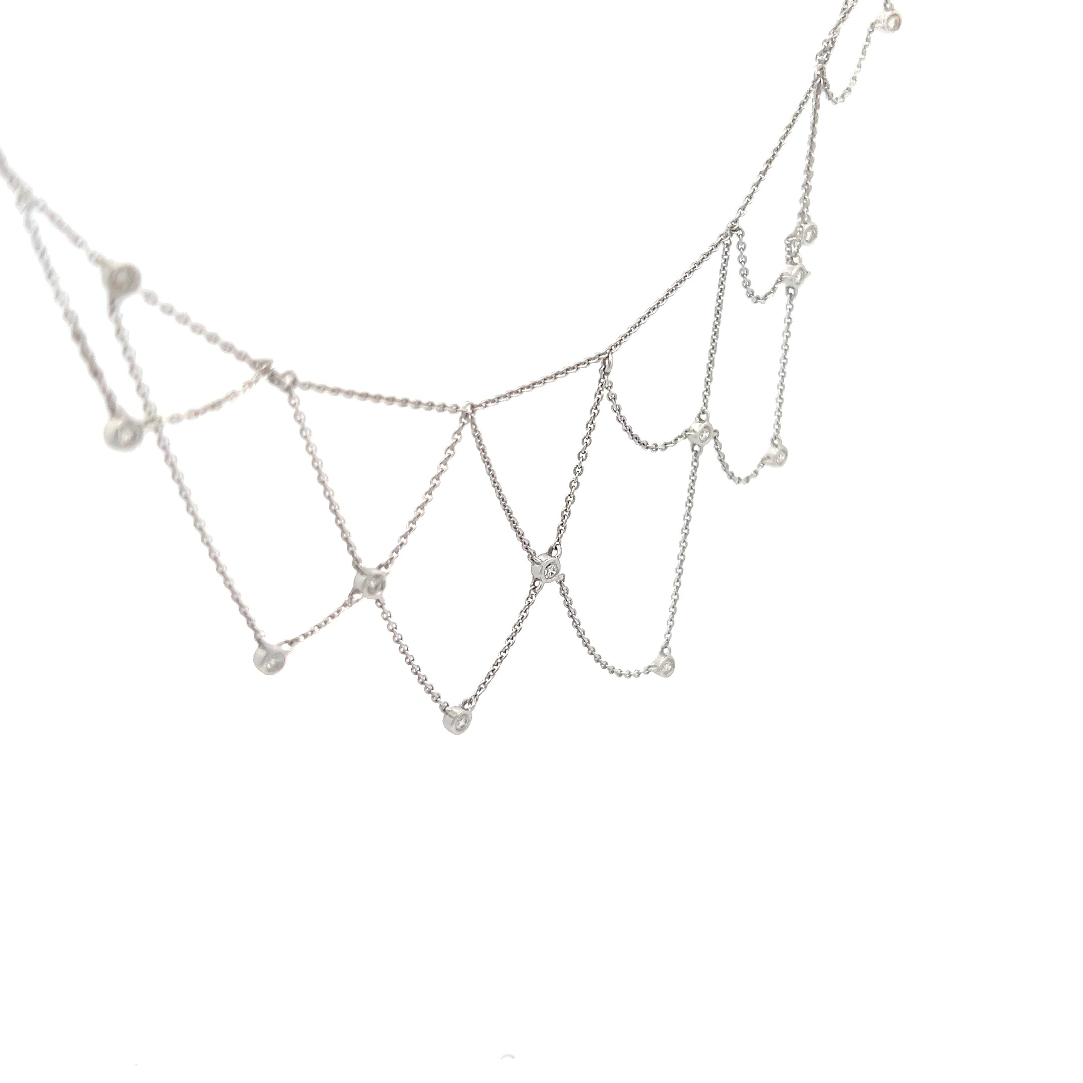 14k White Gold .75ct G SI1 Round Diamond Choker Necklace