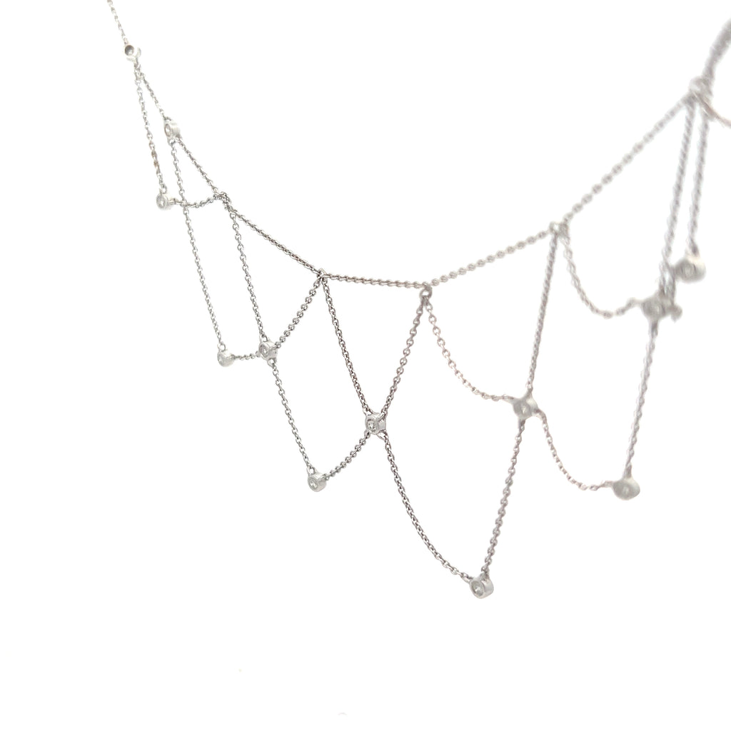 14k White Gold .75ct G SI1 Round Diamond Choker Necklace
