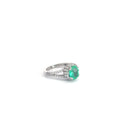 18k White Gold 1.44ct Colombian Oval Emerald/ 1.35ct F VS2 Round Diamond Ring Size 6 1/2