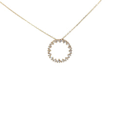 14k Yellow Gold .50ct g SI1 Baguette and Round Eternity Circle Pendant