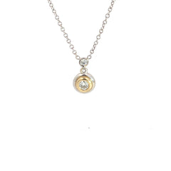 14k Two Tone .25ct G VS2 Round Diamond Drop Pendant