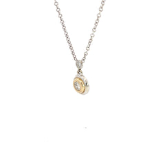 14k Two Tone .25ct G VS2 Round Diamond Drop Pendant