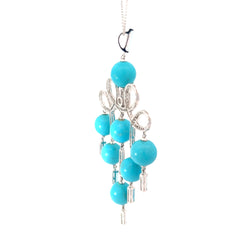 18k White Gold 1.50ct Baguette Aquamarine/ .65ct G VS2 Round Diamond and (7) 10mm Turquoise Beads Necklace