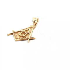 10k Yellow Gold Free Mason Masonic Charm Pendant 1 1/2" x 1"