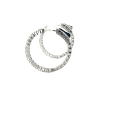 14k White Gold 1.50ct G VS2 Round Diamond Inside/Out Hoop Earrings 1"