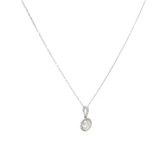 18k White Gold .63ct F SI1 Center Round Diamond and along Halo .10ct F SI1  Round Diamond Solitaire Necklace