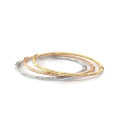 14k Tri-Color Diamond Cut Hollow Bangle Set 2.75mm 12.3 gram