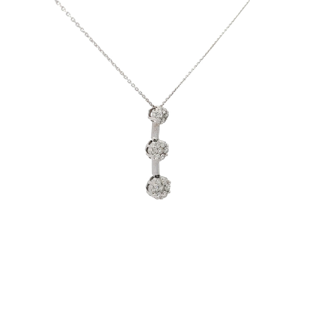 14k White Gold 1.00ct G SI1 Round Diamond Past, Present, Future Necklace
