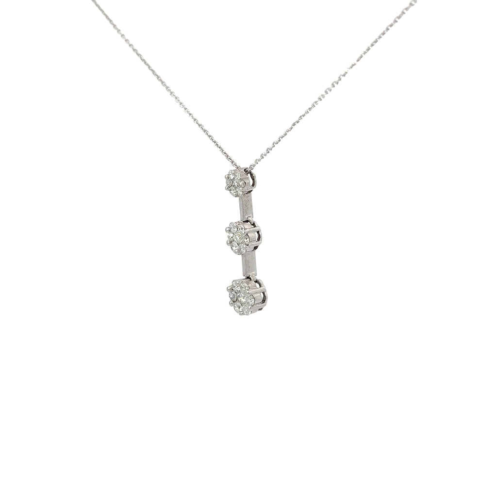 14k White Gold 1.00ct G SI1 Round Diamond Past, Present, Future Necklace