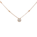 14k Rose Gold .70ct G VS2 Center Round Diamond and along Halo .23ct G VS2 Round Solitaire Necklace