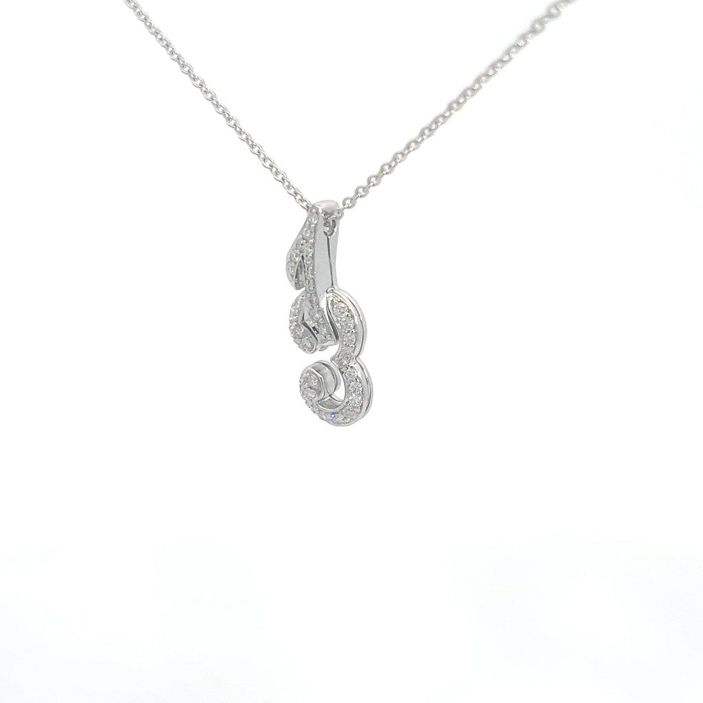 18k White Gold .25ct F VS2 Round Diamond #13 Pendant Charm