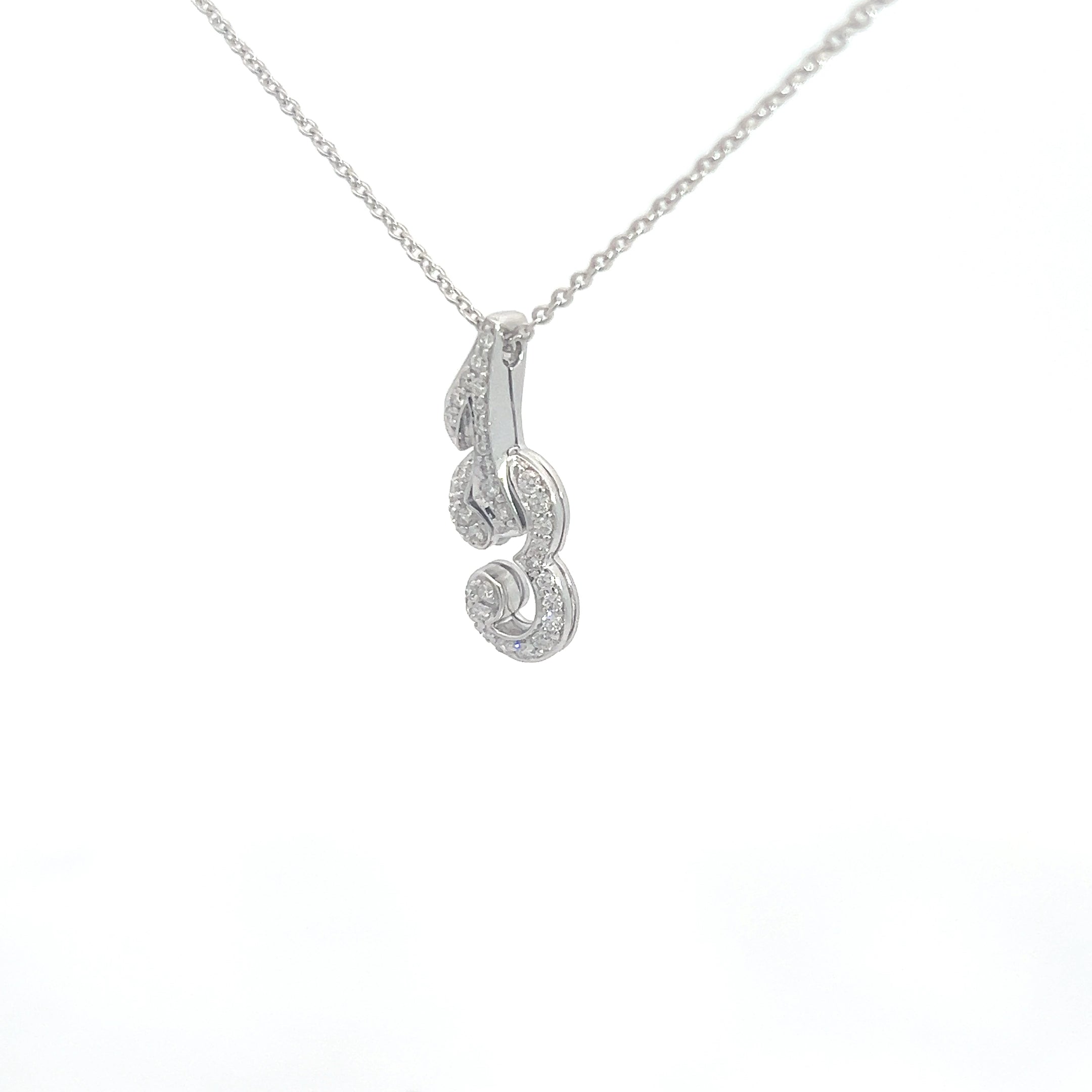 18k White Gold .25ct F VS2 Round Diamond #13 Pendant Charm