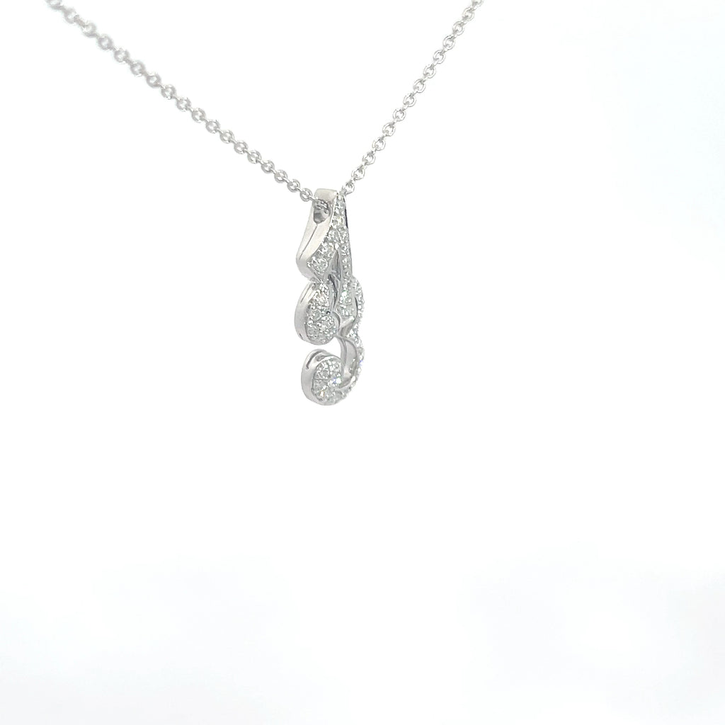 18k White Gold .25ct F VS2 Round Diamond #13 Pendant Charm