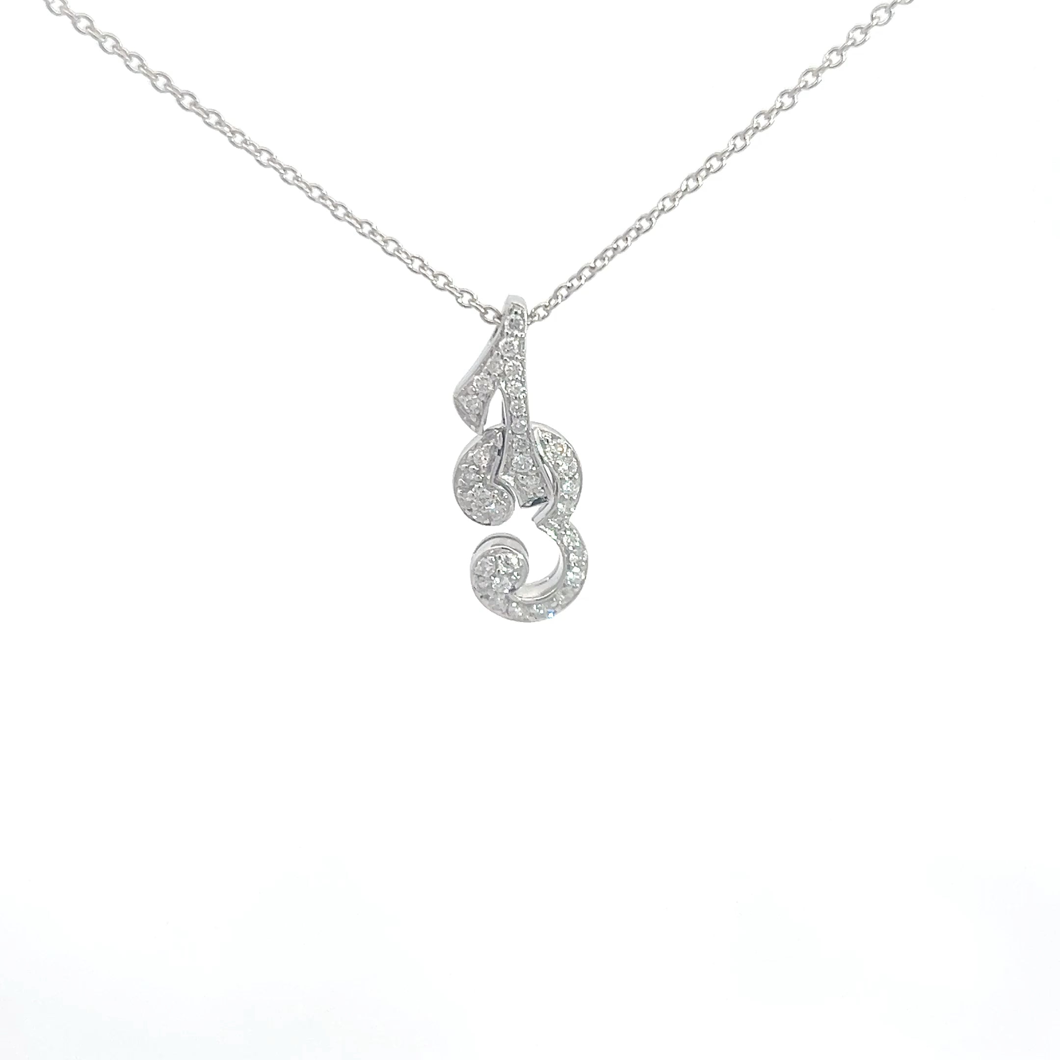 18k White Gold .25ct F VS2 Round Diamond #13 Pendant Charm