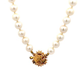 Ladies 14k Rose Gold Akoya Pearl and Ruby Necklace