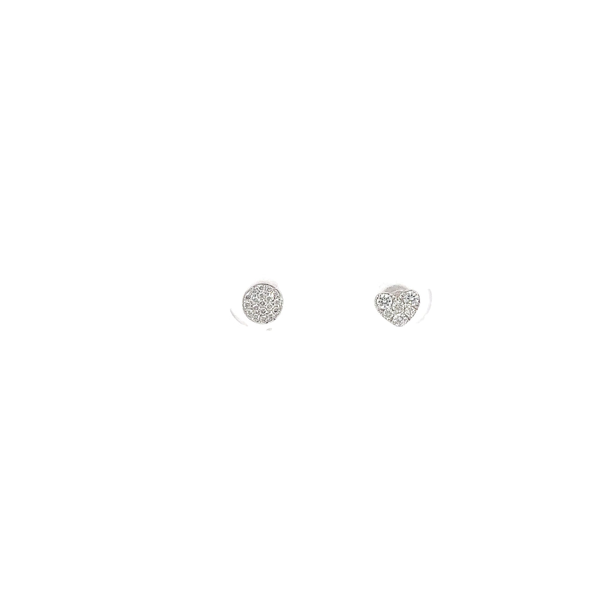 14K WHITE GOLD .12CT G SI1 CIRCLE AND HEART EARRINGS