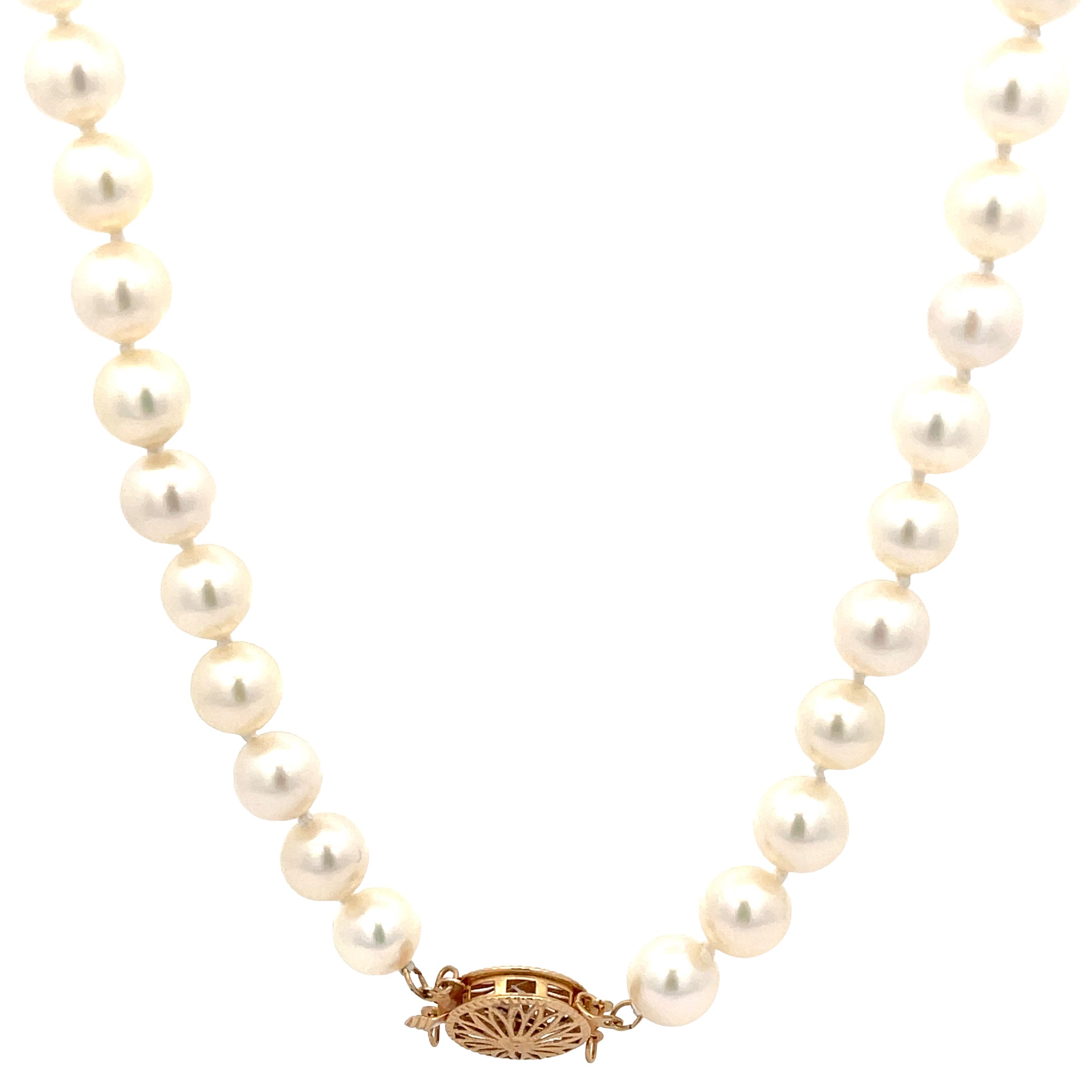 14k Yellow Gold Cultured Salt Water Pearl 8.5mm Necklace Certified By GIA # 5181657689