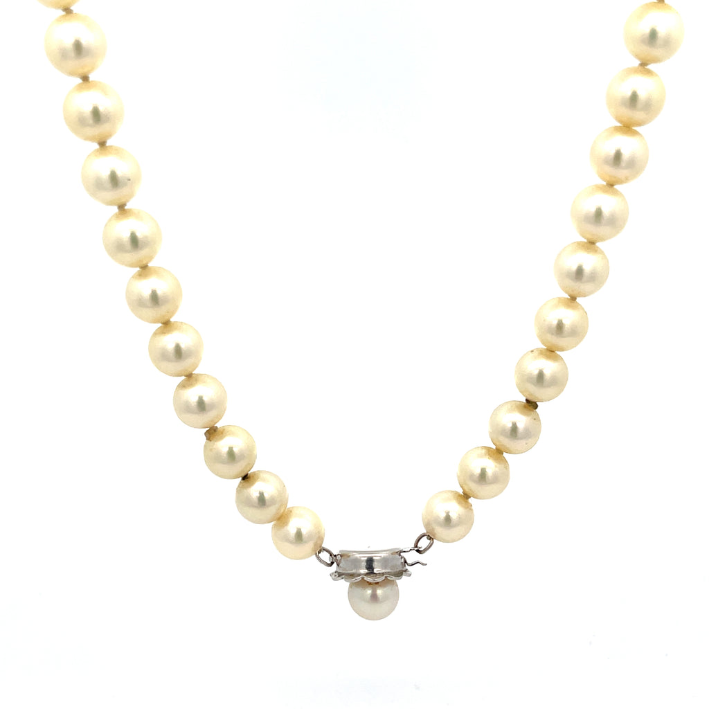 14k White Gold Akoya Saltwater Pearl Necklace Certified By GIA # 2185657467