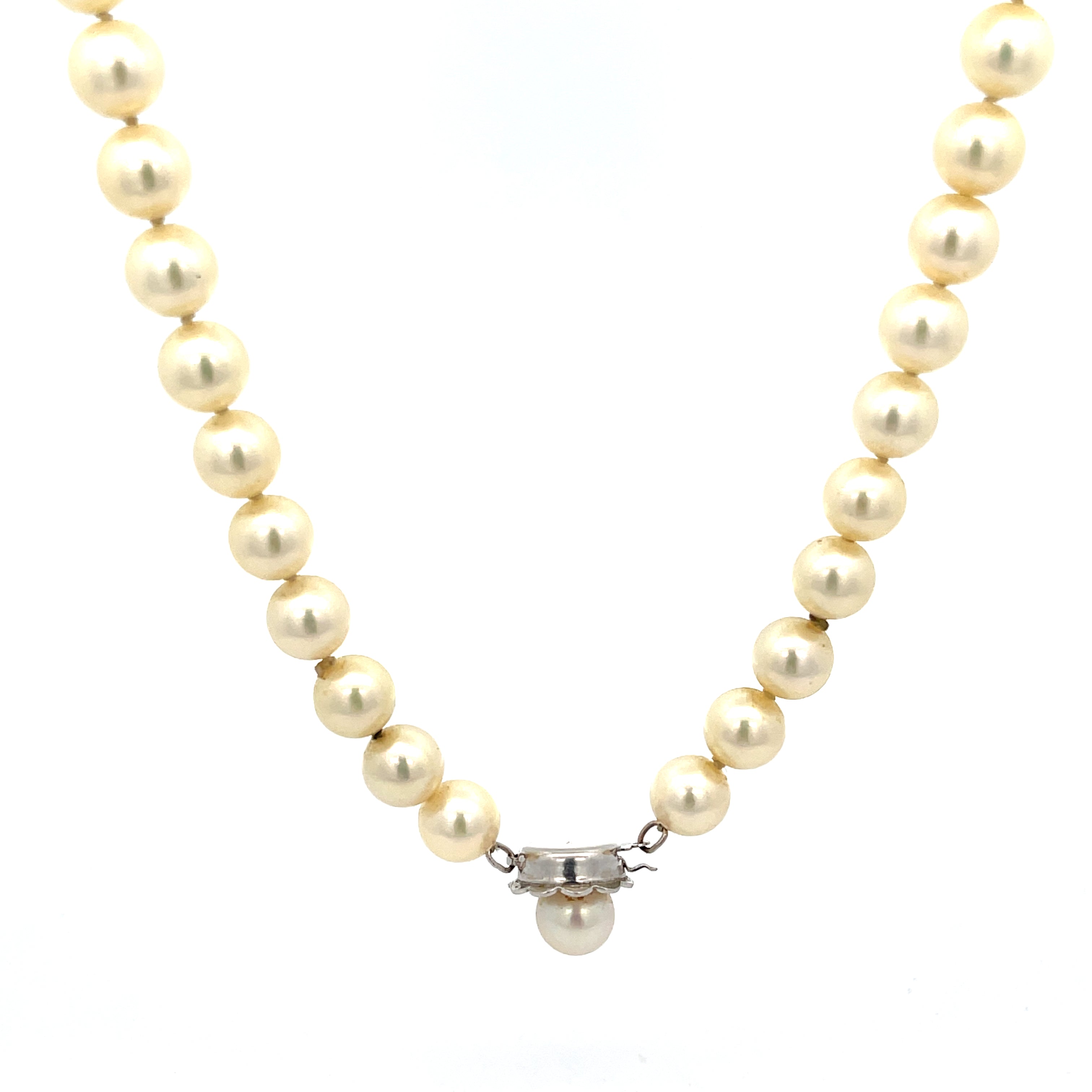 14k White Gold Akoya Saltwater Pearl Necklace Certified By GIA # 2185657467