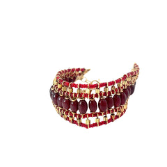 18k Yellow Gold Carnelian Beaded Vintage Bracelet