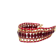 18k Yellow Gold Carnelian Beaded Vintage Bracelet