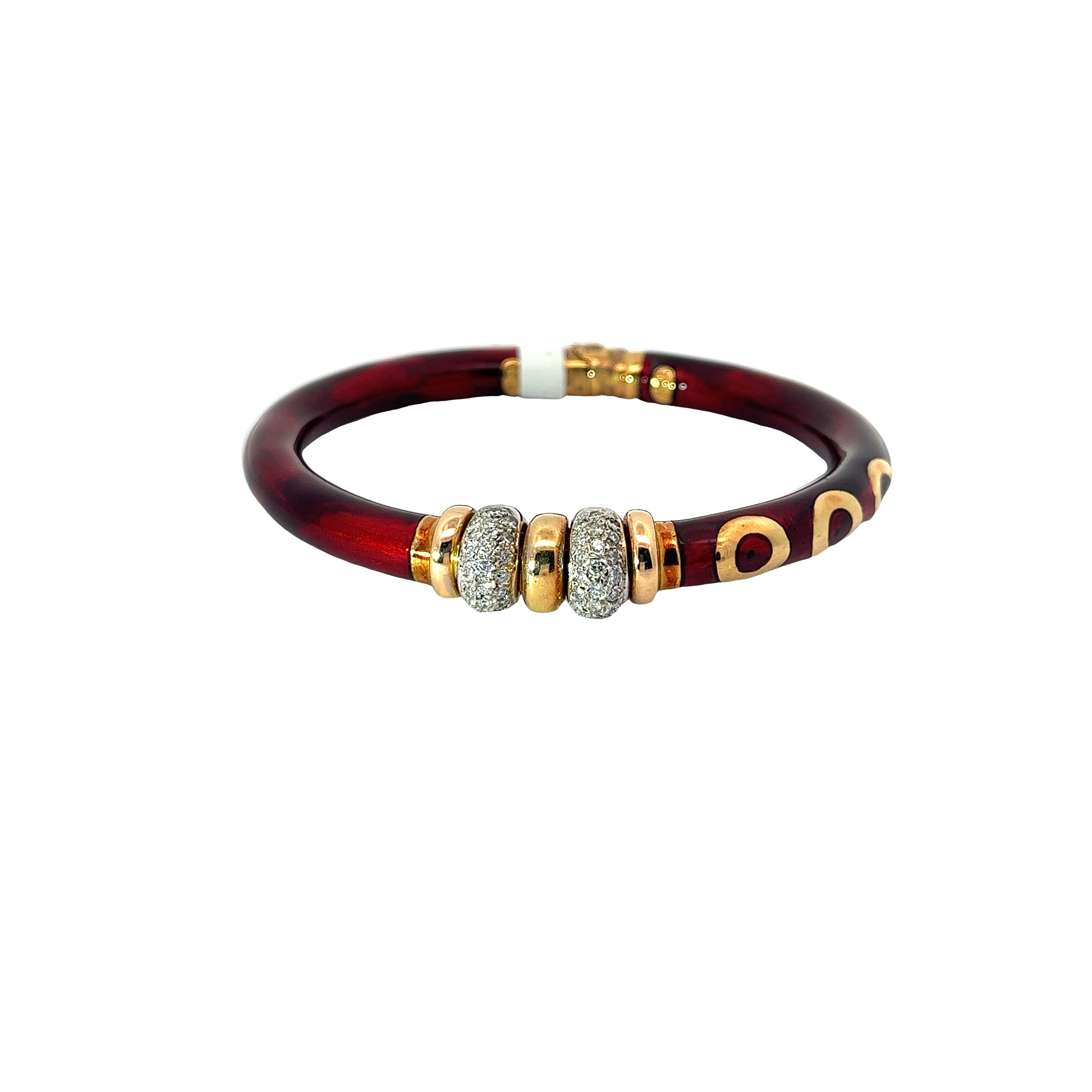 Ladies SOHO Vintage 18k Yellow Gold Enamel and Diamonds  bangle bracelet