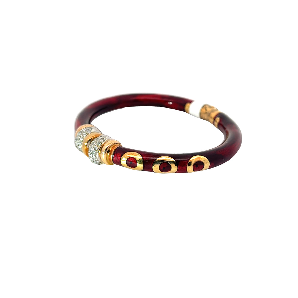Ladies SOHO Vintage 18k Yellow Gold Enamel and Diamonds  bangle bracelet