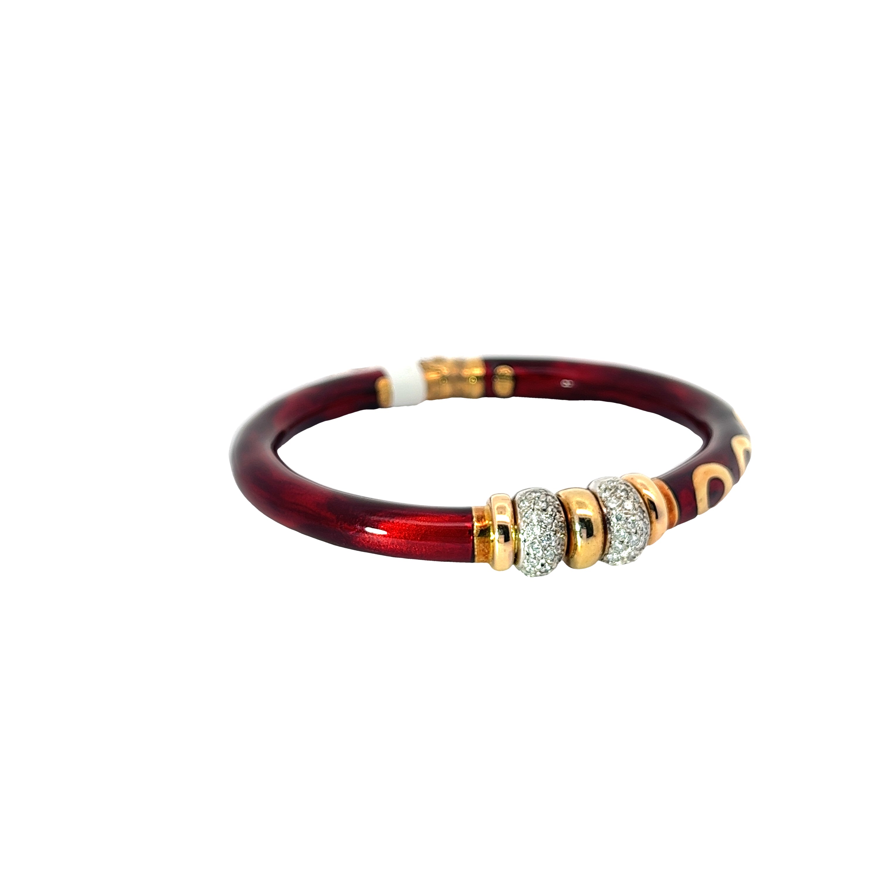 Ladies SOHO Vintage 18k Yellow Gold Enamel and Diamonds  bangle bracelet