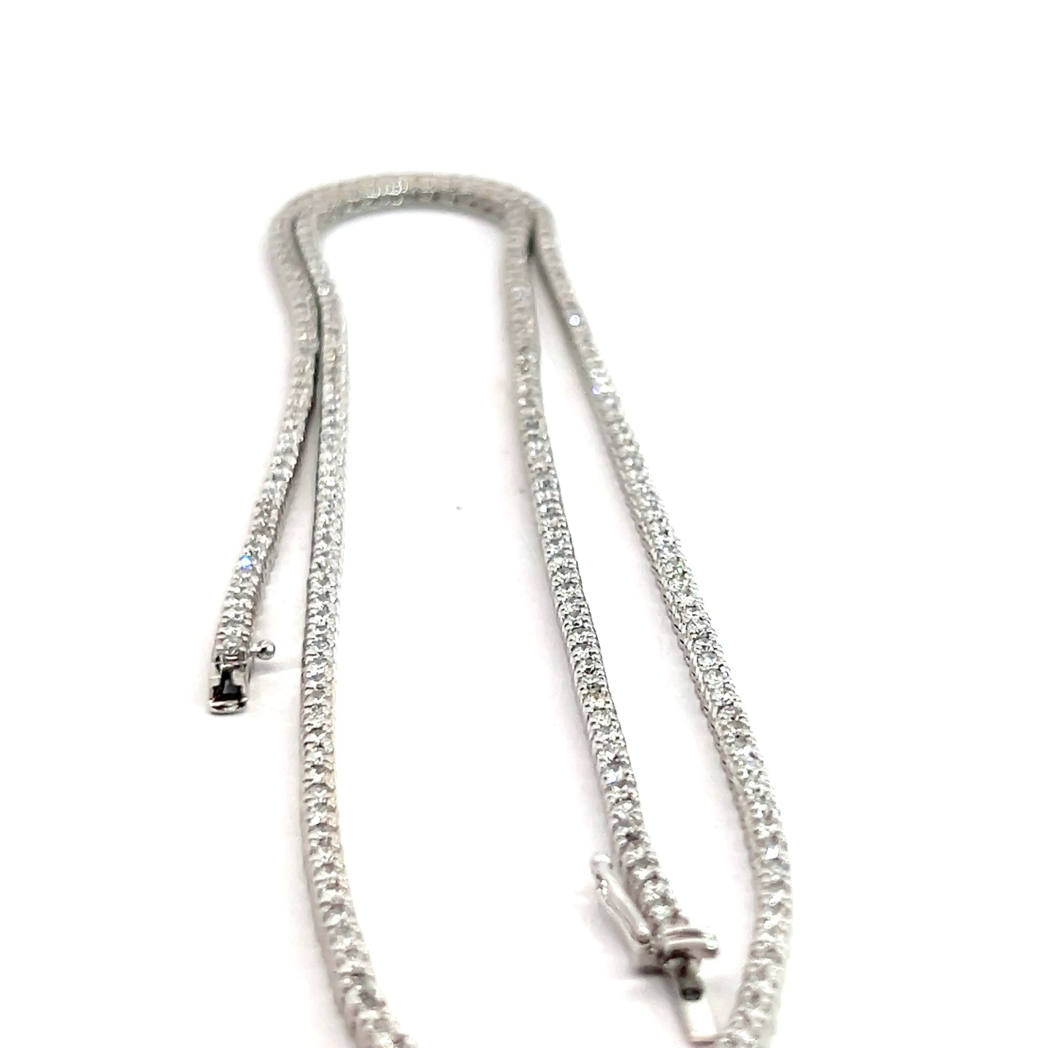 14k White Gold 7.00ct G SI1 Round Diamond Tennis Necklace