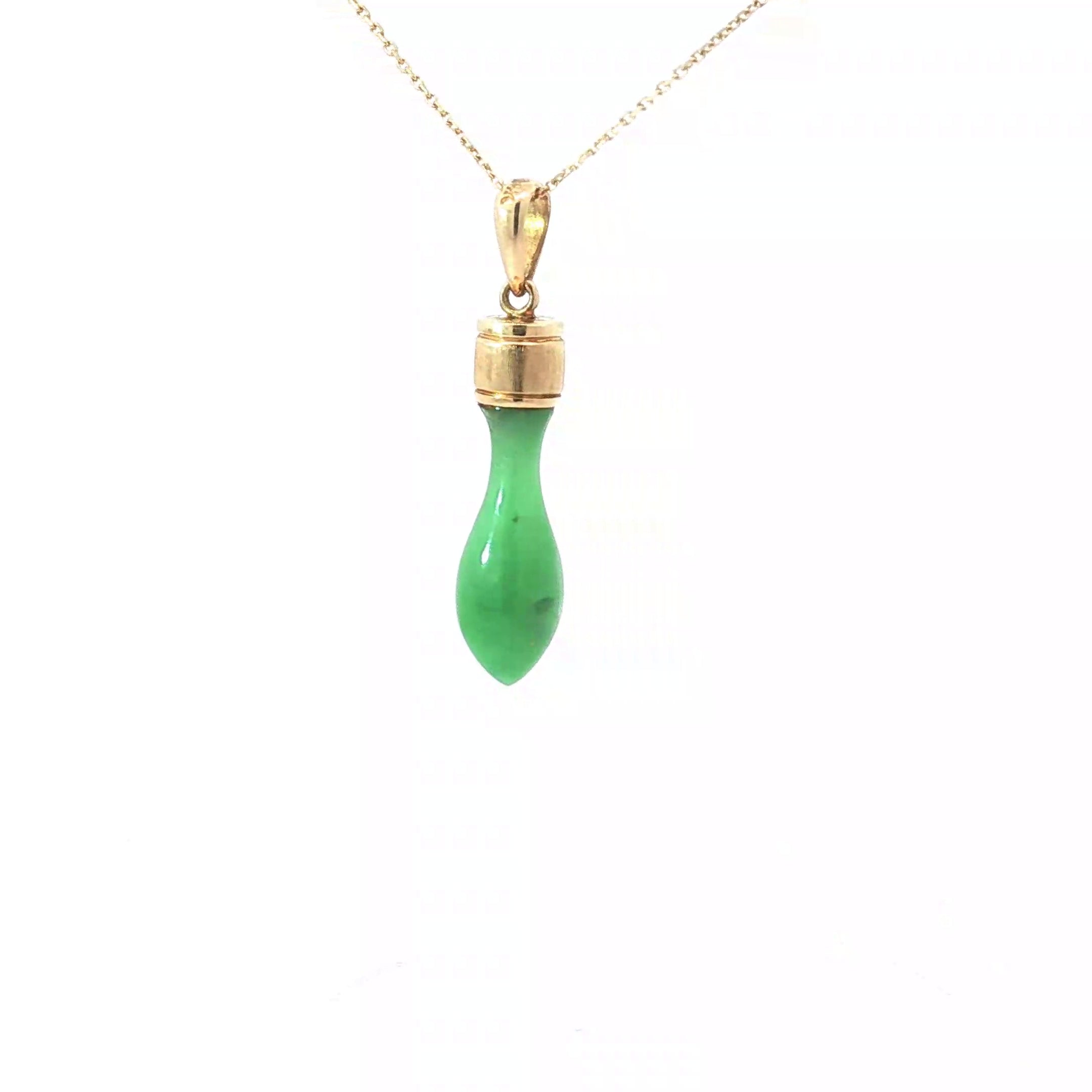 14k Yellow Gold Jade Pacifier Pendant 1 1/2"