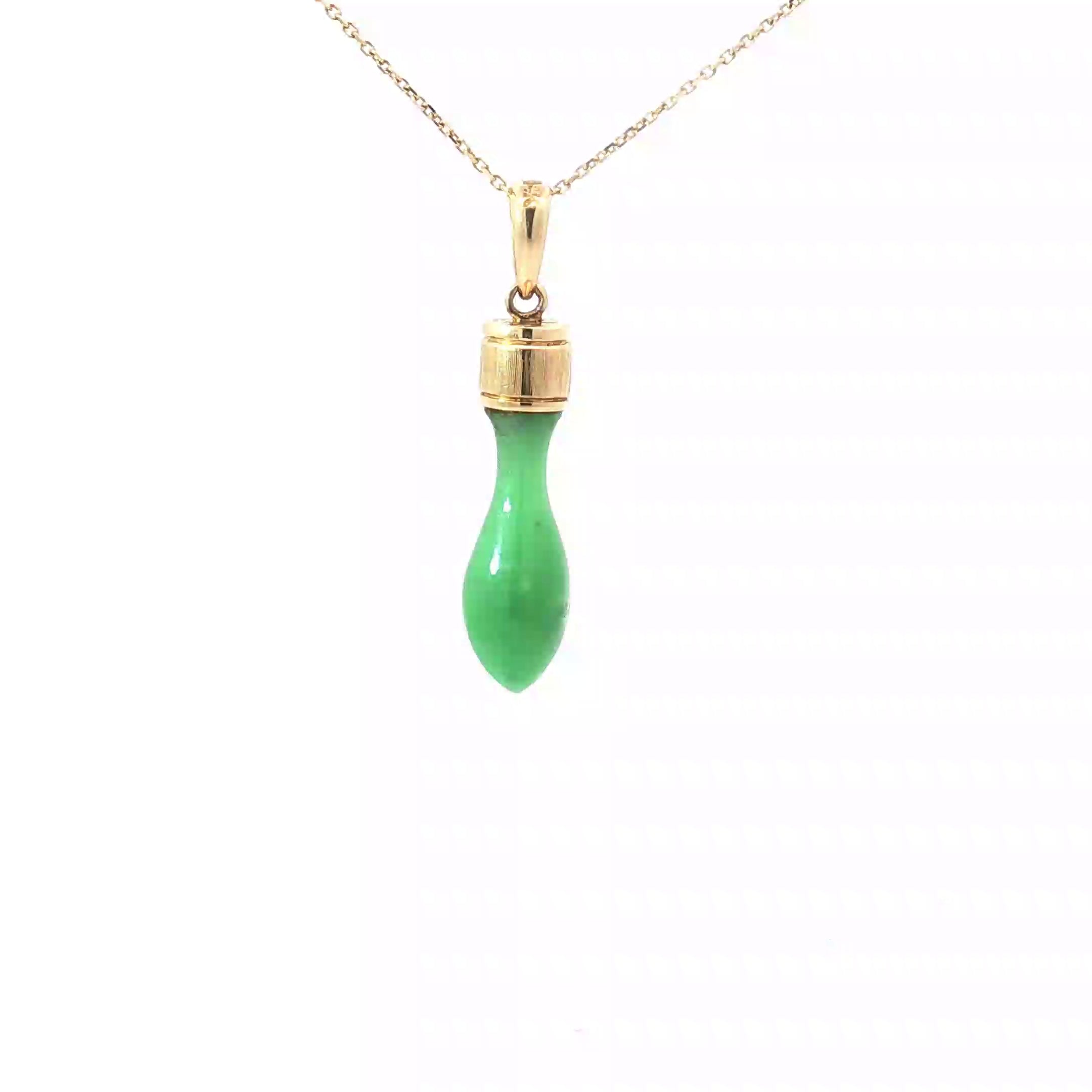 14k Yellow Gold Jade Pacifier Pendant 1 1/2"