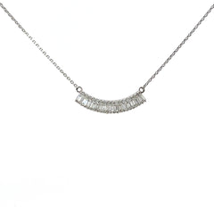 14k White Gold .50ct G VS2 Baguette and Round Diamond Necklace